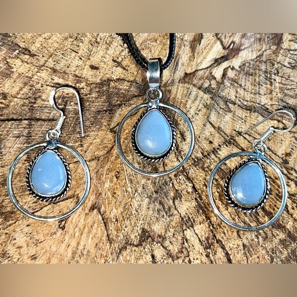 Set of Angelite Pendant & Earrings - Picture 7 of 11